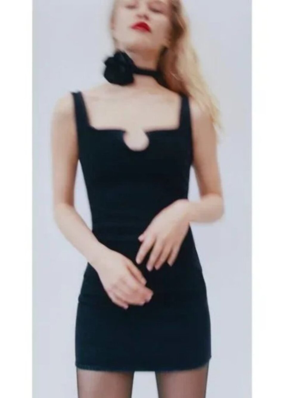 Zara Black Structured Cutout Denim Mini Dress XS LBD